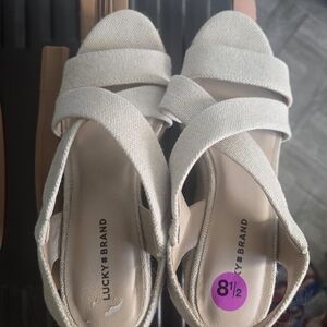 Lucky Brand Beige Wedge Sandals